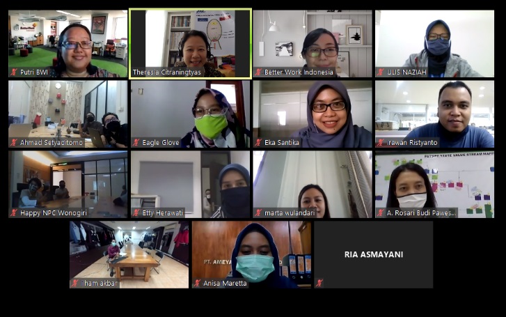 Online training on managing stress during the COVID-19 crisis, for employees of garment factories across Java through Betterwork Indonesia / Betterwork Indonesia